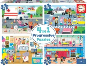 EDUCA Puzzle Hrdinové v akci 4v1 (20 40 60 80 dílků)