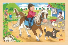 GOKI Dřevěné puzzle Farma s poníky