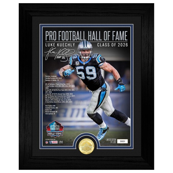 Obraz Carolina Panthers NFL Luke Kuechly Hall of Fame Bronze Coin