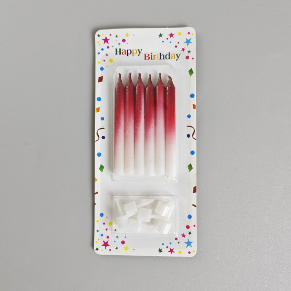 Dortové svíčky HARMONY červeno-bílá 6ks