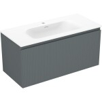 MEXEN/S - Rivel koupelnová skříňka 100 cm s umyvadlem Vela, 1 šuplík, reliéf , grafit mat/bílá mat 91A20-10047-1-BF66-W23M01