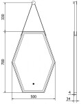 MEXEN - Orla zrcadlo s osvětlením 50 x 70 cm, LED 6000K, černý rám 9815-050-070-611-70