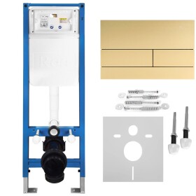 REA - Podomítkový Instalační Set Slim 024N pro WC s Tlačítkem T Brush Gold KPL-E1055