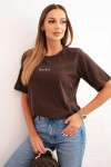 Dámská bavlněná blůza s potiskem Minimal hnědá UNI