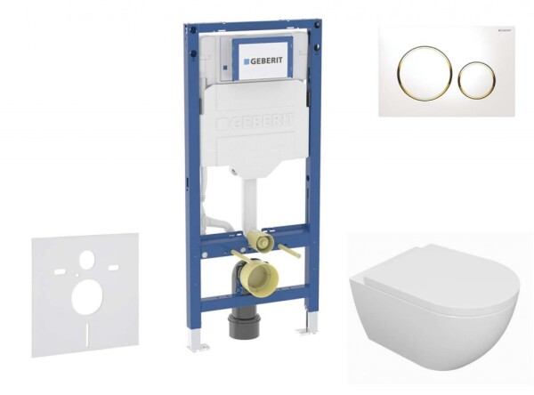 GEBERIT - Duofix Set předstěnové instalace, klozetu Oudee a sedátka softclose, tlačítko Sigma20, bílá/pozlacená SANI11CA3125B