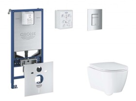 GROHE - Rapid SLX Set předstěnové instalace, klozetu, sedátka SoftClose a tlačítka Skate Cosmopolitan, matný chrom SANI11BB2111