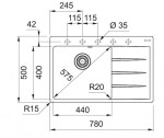 FRANKE - Centro Fragranitový dřez CNG 611-78 TL/2, 78x50 cm, matná černá 114.0637.513