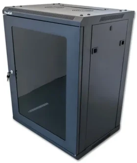 XtendLan Nástěnný rozvaděč 15U černý / Nástěnný rozvaděč / 19" / 600x450 mm / nosnost 60 kg / skleněné dveře (WS-15U-64-BLACK-U)
