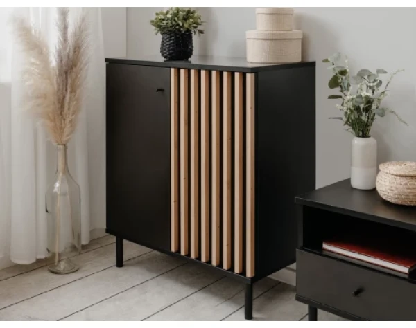 Úložná skříňka Monea 90 cm, černá/dub artisan