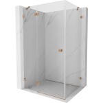 MEXEN/S - Lunar sprchový kout dveře křídlové levá 90 x 80, transparent, měď kartáčovaná 834-090-080-65-00-L