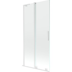 MEXEN/S - Velar L dvoukřídlá posuvná vanová zástěna 95 x 150, transparent, bílá 896-095-003-01-20