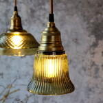 Chic Antique Stropní lampa Olive Brass Top Ø 12 cm, zelená barva, sklo, kov