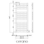 CERANO - Koupelnový radiátorový set Arturo - kombinované vytápění, wifi tyč - boční jednobodové připojení - 600W - černá matná - 1200x500 mm CER-663664