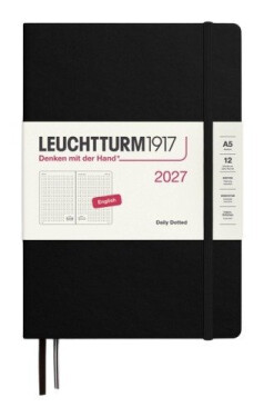 Denní plánovač Black, tečkovaný Medium A5 2027, anglicky
