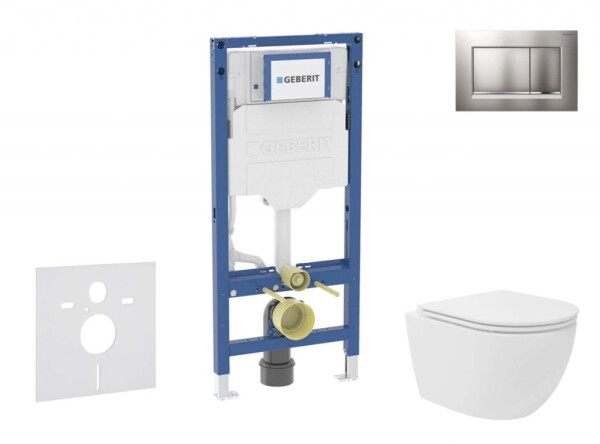 GEBERIT - Duofix Set předstěnové instalace, kompaktního klozetu Oudee Vortex a sedátka softclose, tlačítko Sigma30, lakovaný chrom mat/chrom SANI11CA1142B