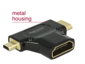 Delock Adaptér High Speed HDMI s Ethernetem – HDMI-A samice HDMI Mini-C samec + Micro-D samec / černý (65666 )