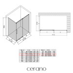 CERANO - Sprchový kout Lantono - pravá - 8 mm - Soft-Close - chrom, mléčné sklo - 120x90 - posuvný CER-665554