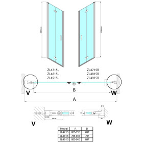 POLYSAN - ZOOM sprchové dveře skládací 800, čiré sklo, pravé ZL4815R