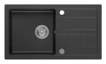 SAPHO - Granitový vestavný dřez s odkapem, 77x44cm, černá GR7204