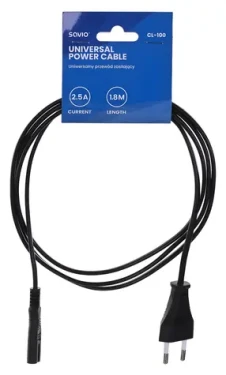 SAVIO CL-100 černá / Napájecí kabel / IEC Type E - IEC C7 / 1,8 m / 2,5 A (CL-100)
