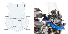 5124DT plexi čiré Bmw R 1200 GS (16-18), R 1250 GS (19-22) , R 1250GSA (19-24) nutná montážní sada