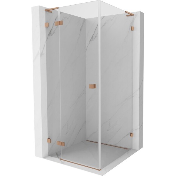MEXEN/S - Lunar L sprchový kout dveře křídlové levá 80 x 80, transparent, měď kartáčovaná 834L-080-080-65-00-L