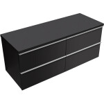 CERANO - Koupelnová skříňka Velora - černá matná, úchytka chrom + deska pod umyvadlo Navira Pro - 36 mm - 120x56,6x46,5 CER-668579