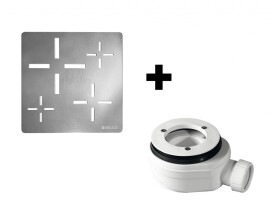 GELCO - SET - Čtvercová krytka sifonu chrom KSM107CH + sifon PB90EXN minus KSM107CH-SN90