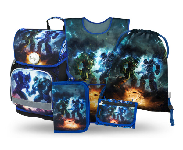 5 SET Ergo Roboti: aktovka, penál, sáček, zástěra, peněženka