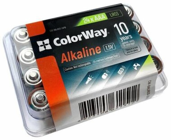 Colorway alkalická baterie AAA 24ks / 1.5V / Plastový box (CW-BALR03-24PB)