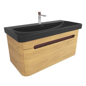 Koupelnová skříňka s umyvadlem SAT Fusion 97,5x43x45 cm dub medový mat SATFUSION100DMBKMB SATFUSION100DMBKMB