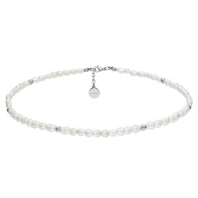 Perlový choker náhrdelník Zarina - chirurgická ocel, sladkovodní perla, Stříbrná 36 cm + 3 cm (prodloužení)