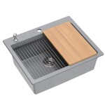 Quadron - Granitový dřez KURT 110 WORKSTATION Grey Metallic ZLE-09004