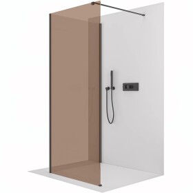 CERANO Sprchová zástěna Walk-in Onyx Corner Cube L/P - 8 mm - hranatá vzpěra - černá matná, bronzové sklo - 110x110x200 cm