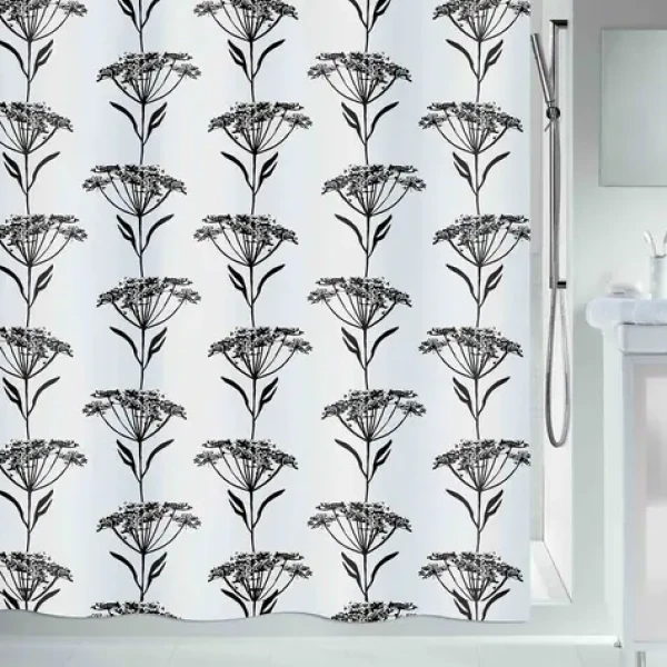 SPIRELLA Sprchový závěs NATURE Design bílý / motiv květin / 180 x 200 cm / polyester