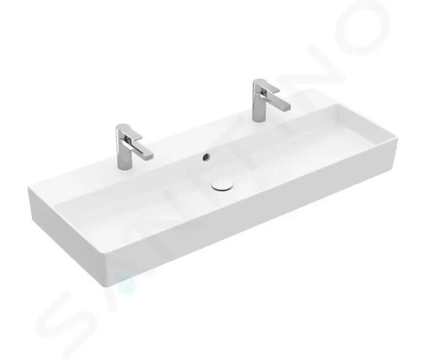 VILLEROY & BOCH - Memento 2.0 Dvojumyvadlo nábytkové 1200x470 mm, s přepadem, 2 otvory pro baterii, alpská bílá 4A22CK01