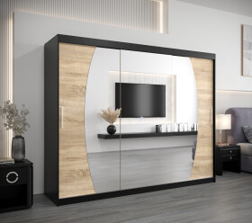 Šatní skříň Abi E0 Barva korpusu: Černá, Rozměry: 250 cm, Dveře: Dub sonoma
