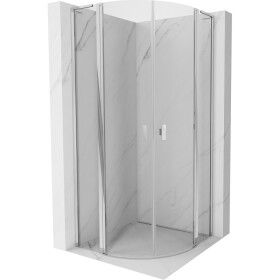 MEXEN/S - Mist L sprchový kout čtvrtkruh, křídlové 80 x 80, transparent, chrom 8A32L-080-080-01-00