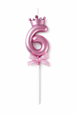 Dortová svíčka s "korunkou" ružovo-zlatá č.6
