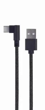 Gembird USB 2.0 A (M) - USB-C (M) kabel úhlový / 0.2m / černý (CC-USB2-AMCML-0.2M)