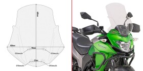 D4121St plexi čiré Kawasaki Versys-X 300 (17-25), vxš 480x400 mm