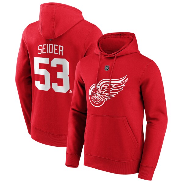 Fanatics Pánská mikina Detroit Red Wings NHL Moritz Seider #53 Player Hoodie Velikost: 3XL