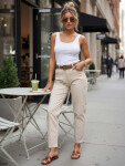 Dámské džíny s páskem mom fit béžové FashionStreet UY3056 XL