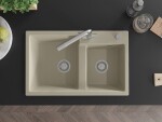 MEXEN/S - Tomas granitový dřez 2-bowl včetně baterie Duero, béžová 6516-69-671600-00