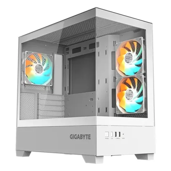 GIGABYTE C201 PANORAMIC ICE bílá / Midi tower / Micro ATX / 2x USB 3.0 / 3x 120mm ARGB / bez zdroje / průhledná bočnice (GB-C201PI)