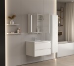 Erga Hana, zrcadlová galerka s LED osvětlením 60x70cm s integrovanou zásuvkou, bílá, ERG-V05-HANA-6070-WH
