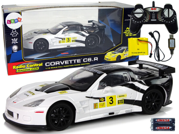 Mamido Sportovní auto na dálkové ovládání RC Corvette C6R 1:18 bílé