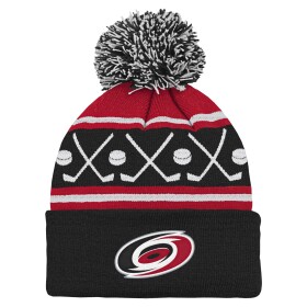 Outerstuff Dětská předškolní zimní čepice Carolina Hurricanes NHL Face-Off Cuff Pom