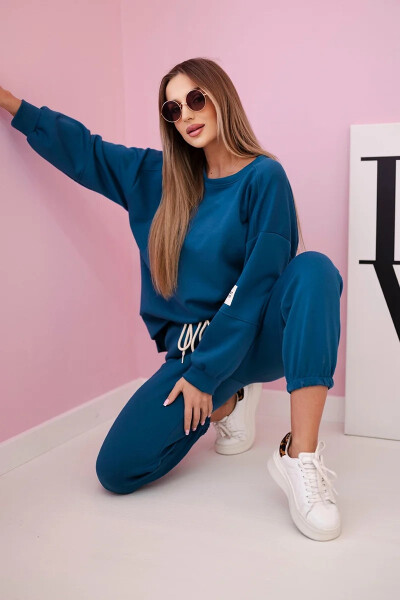 Komplet teplákové + kalhoty máslová látka námořní UNI