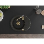 MEXEN/S - Kevin granitový dřez s odkapávačem včetně baterie Aster, černá/zlatá metalik 6517-75-73450-57-G